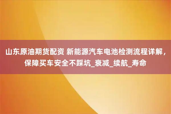 山东原油期货配资 新能源汽车电池检测流程详解，保障买车安全不踩坑_衰减_续航_寿命
