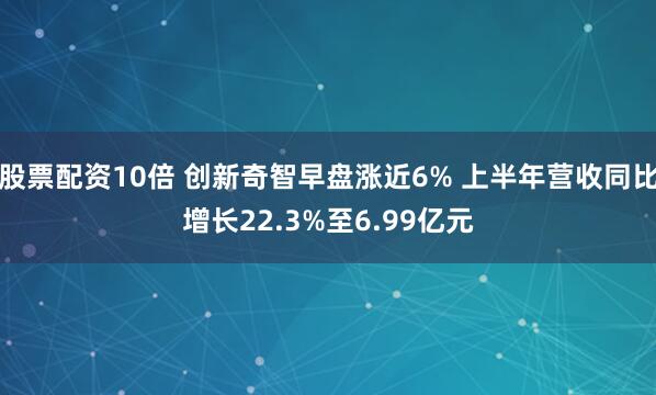 股票配资10倍 创新奇智早盘涨近6% 上半年营收同比增长22.3%至6.99亿元